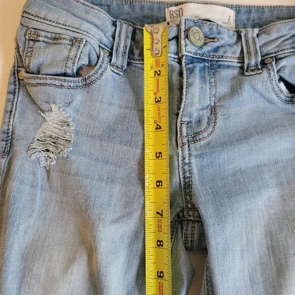 RSQ Women Distress Melrose Cuff Ankle Blue Skinny Jeans Size 1 Pocket Low Rise - Picture 10 of 10